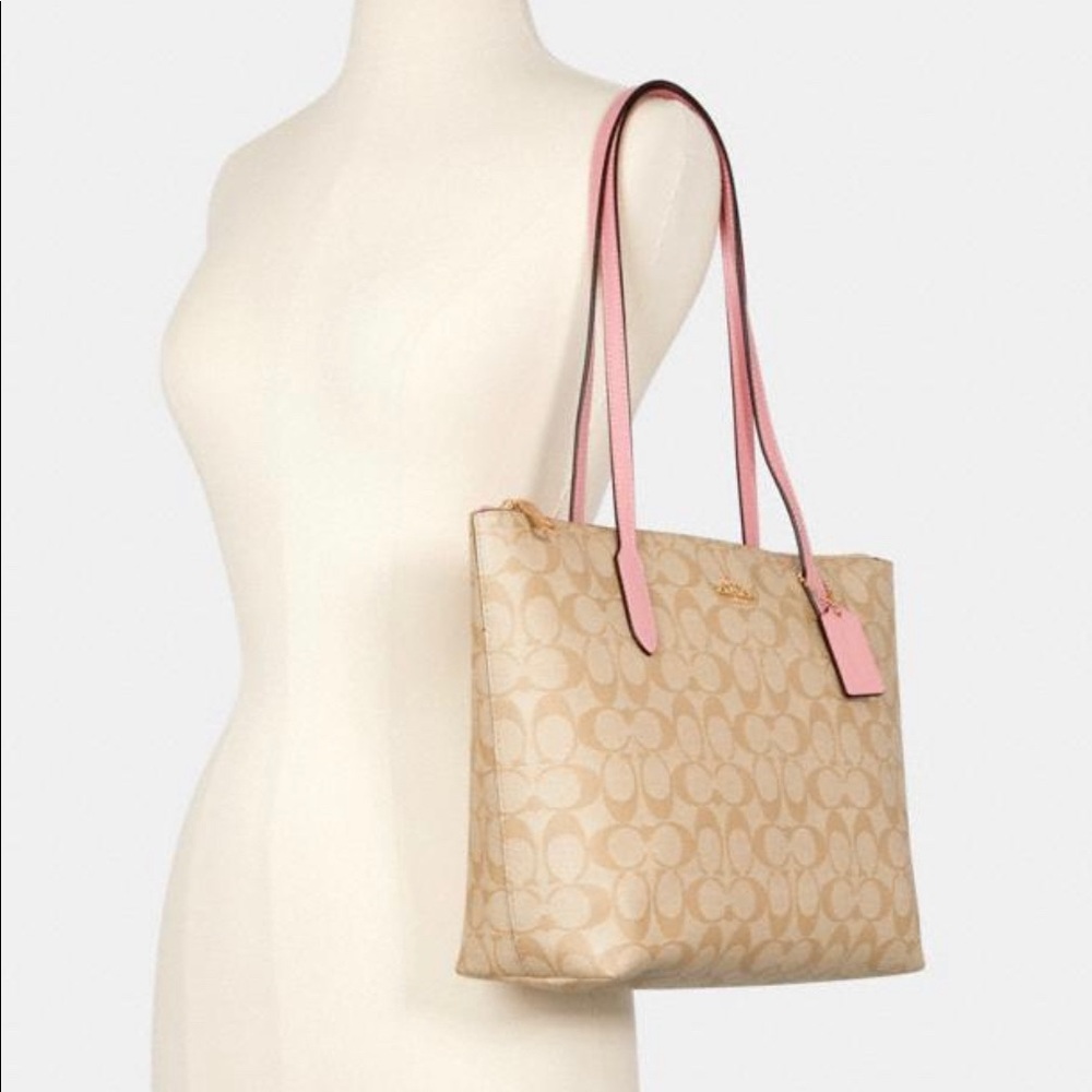 Coach Zip Top Tote In Signature Canvas - Picture 7 of 9
